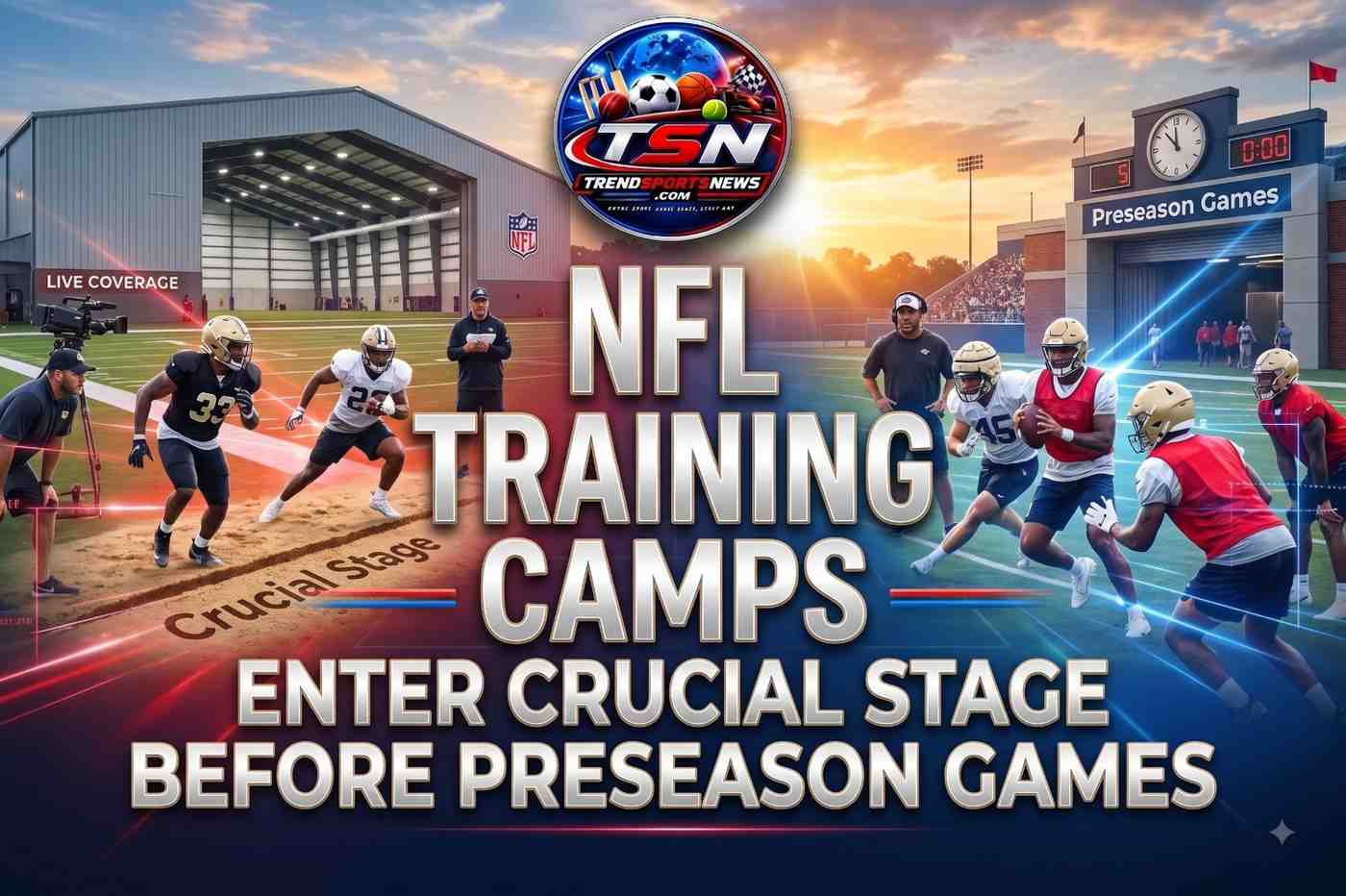 NFL training camps are entering a crucial stage as teams prepare for preseason games and evaluate their 2026 rosters.